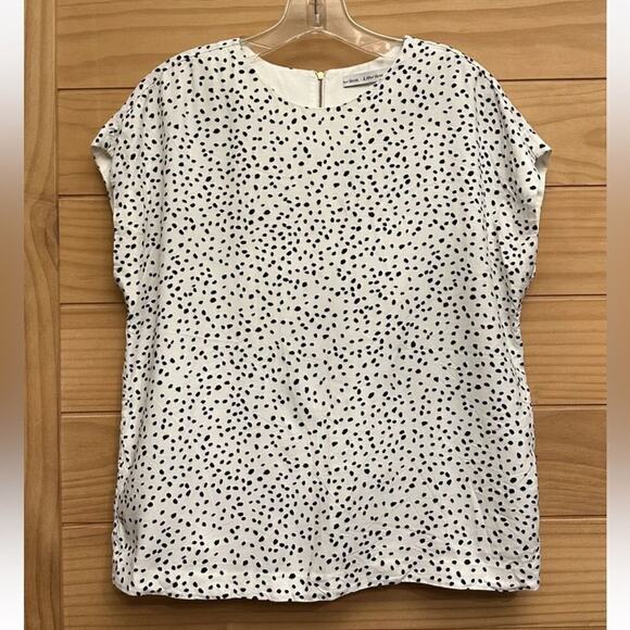& OTHER STORIES Top Womens US Size 10 Viscose Blouse White Black Stockholm - Picture 2 of 12